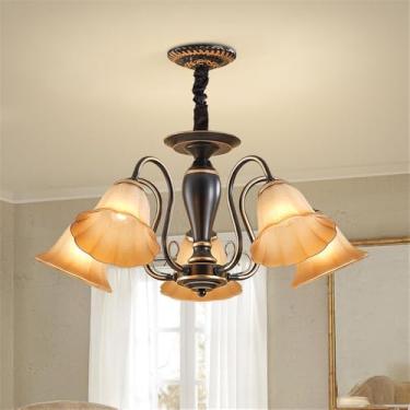Imagem de Ustre E Lâmpada Pendente LED De Luxo: Estilo Retro Americano Com Toque Europeu, Ideal Para Sala De Estar, Restaurante, Quarto, Estudo, Villa, Hotel E Café (I 5 luzes)