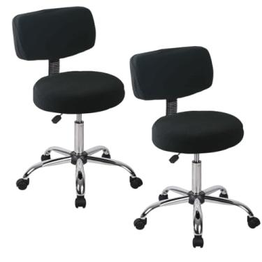 Imagem de Bifaunvogel Bancos de bar redondos, coberturas de banco de bar com altura de balcão, coberturas modernas, redondas, para cadeiras de cozinha, para bar, pub, café, pacote com 2, preto