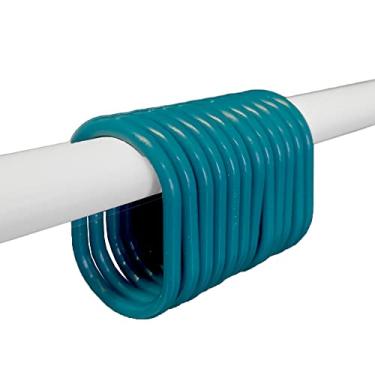 Imagem de Anéis de cortina de chuveiro ganchos de plástico cor sólida e clara conjunto de 12 (azul pavão maciço)