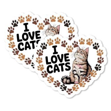 Imagem de Ímã I Love Cats 10,2 cm, pacote com 2, presente para amantes de gatinhos – Ímãs decorativos de vinil forte para geladeira armário cozinha escritório – fofa divertida estética legal durável e lembrança
