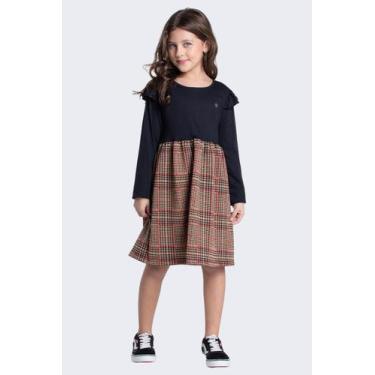 Imagem de Vestido Infantil Jacquard Xadrez com Babadinhos - VIDA COSTEIRA, Preto