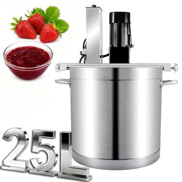 Imagem de Misturador elétrico para geleias, misturador automático de 20 l/25 l, misturador automático de aço inoxidável com raspador de mistura de 4 lâminas, para sopa, molho de pimenta, bebida, geleia, mi