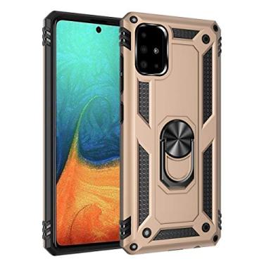 Imagem de SORAKA Capa para Samsung Galaxy A71 4G com suporte de anel capa protetora para Samsung Galaxy A71 4G capa traseira de policarbonato rígido com placa de metal para celular magnético suporte de carro