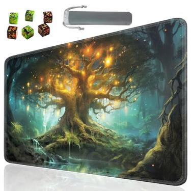 Imagem de SOTWONSO Jogo de tabuleiro para tapete de mesa TCG tamanho 60 x 35 cm mousepad compatível com MTG RPG CCG jogo de cartas colecionáveis tapetes com 6 dados (tapete 113)