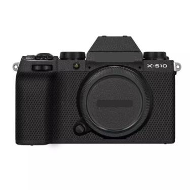 Imagem de X-S10 Adesivo de capa de câmera antiarranhões para FujiFilm X-S10 protetor de película de vinil decoração protetora XS10 (couro preto)