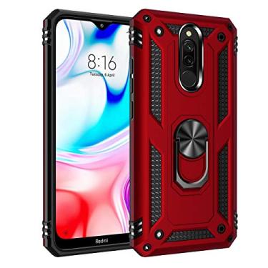 Imagem de SORAKA Capa para Xiaomi Redmi 8A com suporte de anel capa armadura Xiaomi Redmi 8A capa protetora TPU macio capa traseira de policarbonato rígido com placa de metal para suporte magnético de telefone