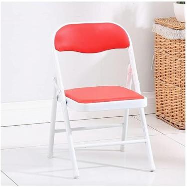 Imagem de NEWCES Cadeira dobrável cadeira dobrável estofada assento de jantar acolchoado portátil sem braço para sala de estar interior quarto de meninas cadeira de evento forte e resistente (Cor: Re, Tamanho: 21 polegadas)