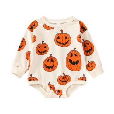Imagem de Roupa de Halloween Ayalinggo Sweatshirt Romper Pumpkin 3-6M