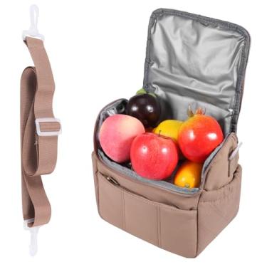 Imagem de Bolsa térmica para refeições, bolsa térmica, portátil, isolada, à prova de vazamento, caixa térmica de grande capacidade com alça removível para piquenique, escritório, praia, escola (Camel)