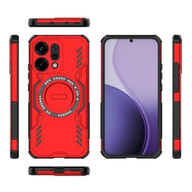 Imagem de Elubugod Capa compatível com Oppo Reno 14 5G, compatível com MagSafe, compatível com Oppo Reno14 5G CPH2737 dissipação legal anti-queda capas de celular vermelhas