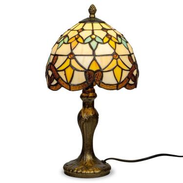 Imagem de Abajur Tiffany Cúpula Vitral Mosaico De Cores Mesa 38X30Cm