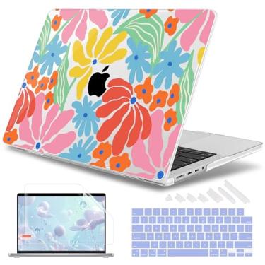 Imagem de May Chen Capa para MacBook Pro 16 2025 2024-2021 M4 M3 M2 M1 Pro/Max, compatível com A3403 A3186 A2991 A2780 A2485, capa protetora de plástico rígido com película de teclado, floral colorido