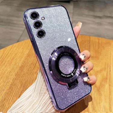 Imagem de Capa com suporte de glitter para Samsung A56 A36 A26 A16 06 55 35 25 15 05s 73 72 71 54 53 52/s 51 34 33 32 24 23 22 14 13 12 4g 5g (para Samsung A21S/roxa)