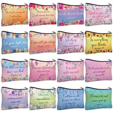 Imagem de Bolsas de maquiagem Pinkunn Canvas Bulk 16 unidades com zíper 23x15cm