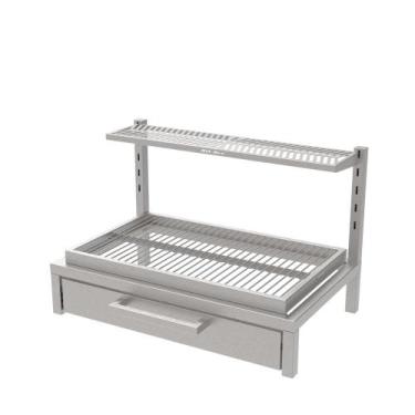 Imagem de Churrasqueira De Inox Com porta Para Alvenaria 74X45 Grelha Uruguaia -