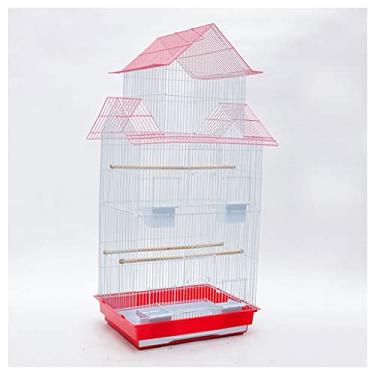 Imagem de Gaiola de pássaro periquito gaiola de pássaro grande aço inoxidável gaiola de pássaro estorninho pintado gaiola de papagaio de ferro forjado adequada para canário amor pássaro pombo ninho de pássaro