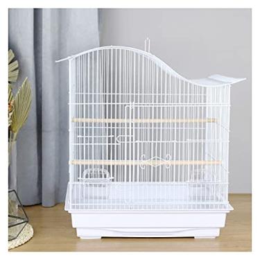 Imagem de Gaiola de pássaro gaiola de tamanho médio gaiola de papagaio casa metal peônia tigre pele pérola pássaro com alça e caixa de alimentação, adequado para periquitos, canários, ninho de pássaros do amor