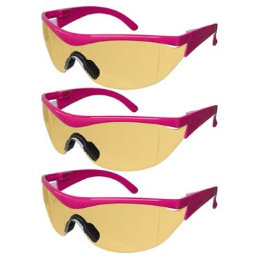 Imagem de Safety Girl Óculos de segurança Navigator | Óculos de segurança para mulheres | Óculos de segurança com Navigator | Vidro anti-riscos | 3 pares - armação rosa - lente âmbar