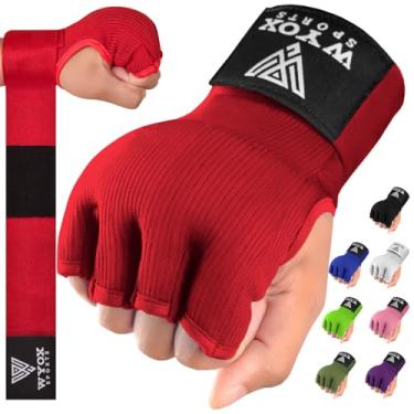 Imagem de Luvas Internas de Boxe WYOX com Gel para Homens e Mulheres, Tiras de Pulso Rápidas de 80cm, Bandagens Acolchoadas e Elásticas para Muay Thai, MMA, Kickboxing, (Vermelho, S/M)