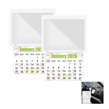 Imagem de Adesivo 2 em 1 para calendário de carro 2025, decalque para pendurar e colar, minicalendário, porta-cartões para cartões de visita, calendário mensal 2025 para caminhão, laptop, geladeira, pacote com