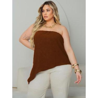 Imagem de Blusa Plus Size Verão Fresquinha Assimétrica Sem Alça Soltinha Festa E