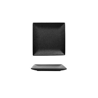 Imagem de Prato de serviço prato de cerâmica preto retrô bandeja de servir cozinha decorativa porcelana conjuntos de jantar salada de sushi prato de sobremesa pratos de bolo de Natal pratos (cor: C)