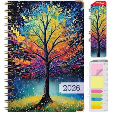 Imagem de Agenda Hardcover 2026, 14 cm x 20 cm: 14 meses (novembro de 2025 a dezembro de 2026), agenda mensal diária, agenda anual, marcador de livro, pasta de bolso e conjunto de notas adesivas (estações da