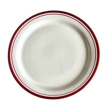 Imagem de Prato de serviço prato plano vintage prato de jantar de cerâmica cozinha doméstica restaurante café prato de sobremesa prato de jantar prato redondo simples cor sólida placas de jantar (cor: B