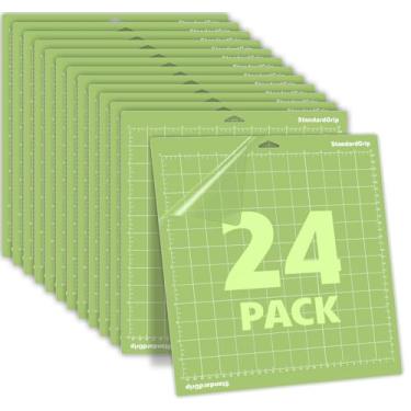 Imagem de 24 tapetes de corte a granel, tapetes de corte padrão de 30,5 x 30,5 cm para artesanato, compatível com Cricut Maker 3/Maker 4/Maker/Explore One/Air/Air 2, acessórios adesivos adesivos duráveis para