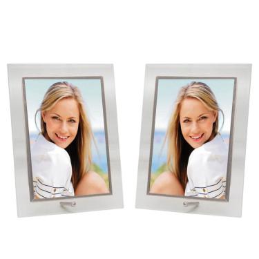 Imagem de Conjunto 2 Porta-retratos Vidro Reto Prime Borda Prata 10x15 Vertical ? Tuut