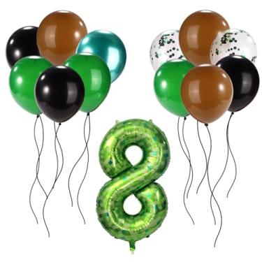 Imagem de Pixel Jogo Balão Set, Balões Látex Pretos Marrons Verdes com Balão Foil Número Pixel Tema Videogame Decorações Festa para Meninos Meninas Aniversário Celebração Comemoração Decor (Número 8)