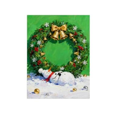 Imagem de Quadro parede Natal-Impressões em tela-Guirlanda boneco neve-Pintura decorativa para sala de estar cozinha 60x80cm Sem Moldura