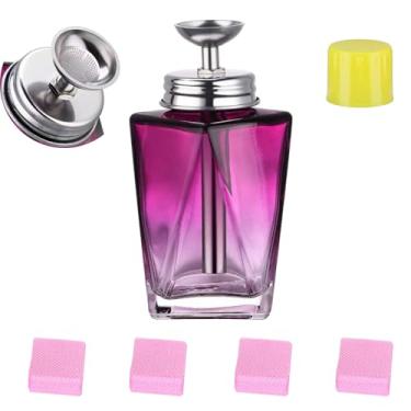 Imagem de Dispensador de acetona de vidro de 120 ml para removedor de esmalte – Garrafa de salão recarregável com capa à prova de vazamento, inclui 200 peças de lenços removedores de esmalte de gel, controle de
