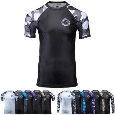 Imagem de Camuflagem Rashguard Gold BJJ Camo de manga curta para Jiu Jitsu - Bla