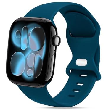Imagem de STG Sport Pulseira de silicone compatível com Apple Watch Ultra 2/Ultra SE séries 10/9/8/7/6/5/4/4/3/2/1 de 38 mm, 40 mm, 40 mm, 40 mm, 41 mm, 44 mm, 46 mm, 49 mm, S/M M/G, Verde pacífico,