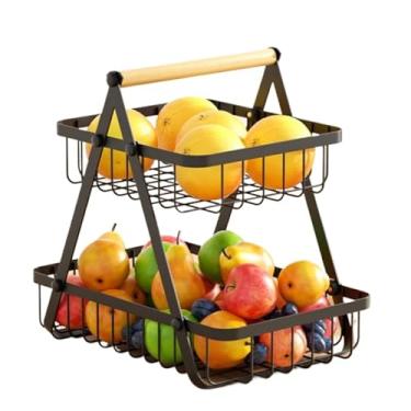 Imagem de Fruteira De Mesa Organizador De Frutas Cesto Metal Aramado Multiuso Frutas Legumes Luxo Premium 2 - 3 Andares(2 andres YY093)