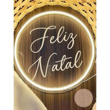 Imagem de Placa de Acrílico com LED Neon Feliz Natal e Feliz Ano Novo  Decoração