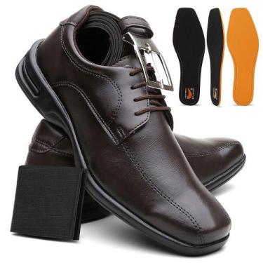 Imagem de Kit Sapato Masculino Confort Plus Leve E Macio + Cinto e Carteira - Lo