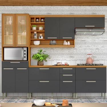 Imagem de Cozinha Modular 05 Peças Armário Geladeira Burguesa Premium em MDF Nes