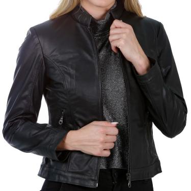 Imagem de JAQUETA DE COURO LEGÍTIMO FEMININA 211 PRETA