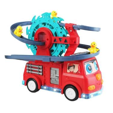 Imagem de Conjunto de brinquedos NEXTAKE 2 em 1 Fire Engine Slide com roda gigan