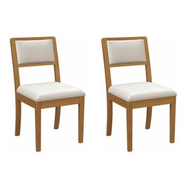 Imagem de Kit 2 Cadeiras De Cozinha Alice 2cmm003ca Premium Madeira Maciça 2 Un Carvalho-linho Bege Caqui - Kappesberg