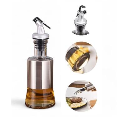 Imagem de Galheteiro De Vidro E Aço Inoxidável 200Ml Com Bico Dosador