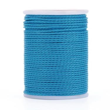 Imagem de Cordão torcido encerado redondo de 1 mm, 12 metros, fio de poliéster encerado, corda para pulseiras trançadas faça você mesmo, colar de joias, artesanato de costura de macramê, ciano