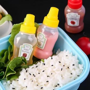 Imagem de 4 garrafas pequenas de ketchup, garrafa de espremer condimento de 23 ml, recipientes portáteis de plástico para adultos, escritório, piquenique, óleo, molho de soja, molho de salada