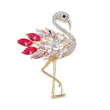 Imagem de Broche de cristal flamingo – Broche de Natal elegante e inovador, joias de liga, presentes de Natal perfeitos para mulheres