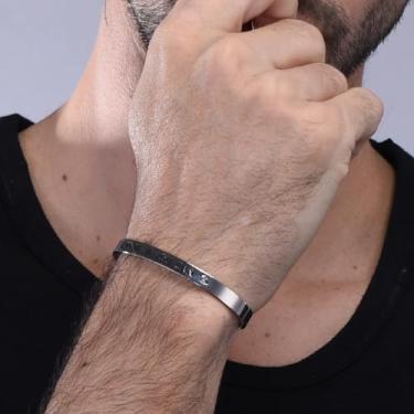 Imagem de Pulseiras de aço inoxidável para homens e mulheres, pulseira de elos cubanos gravados, joia inspiradora de palavras de incentivo, One Size, Aço inoxidável, Sem Pedra Preciosa