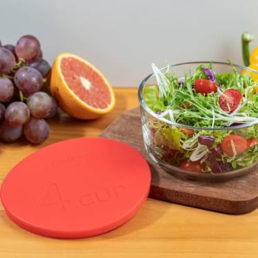 Imagem de 1 peça de tampa de tigela de silicone vermelha com 4 xícaras para pirex e âncora de vidro 7201-PC 4 xícaras, tampa de 15 cm de diâmetro (vermelha)
