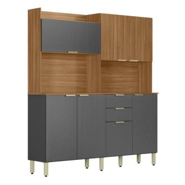 Imagem de Cozinha Compacta 7 Portas 2 Gavetas Pitaya Amendola/grafito Demóbile Amendola/grafito Tx