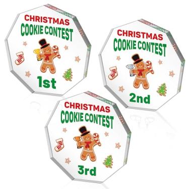 Imagem de JAPBOR Troféu de Concurso de Biscoitos de Natal - 3 peças acrílico 1st 2nd 3rd Gingerbread Man Trophies Awards, Xmas Holiday Decoration Place Medal Gift, Funny Contest Winner Competition Prizes